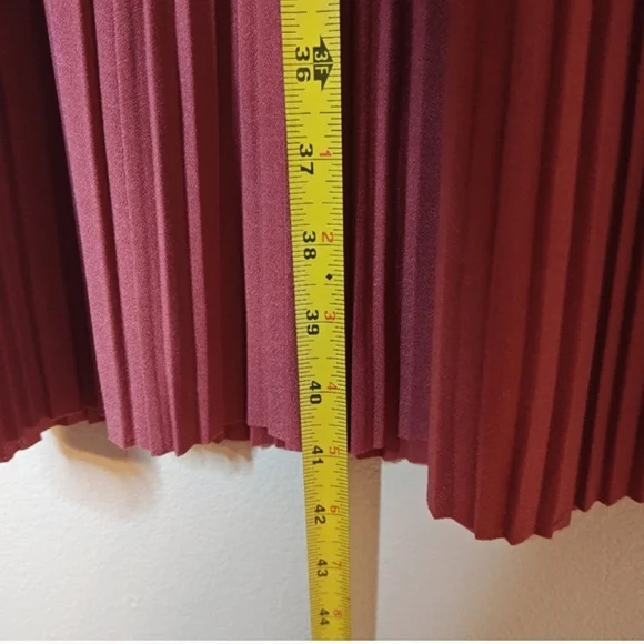 Dusty Rose Micro Pleated Maxi Skirt Elastic Waist Flowy One Size - Picture 8 of 14